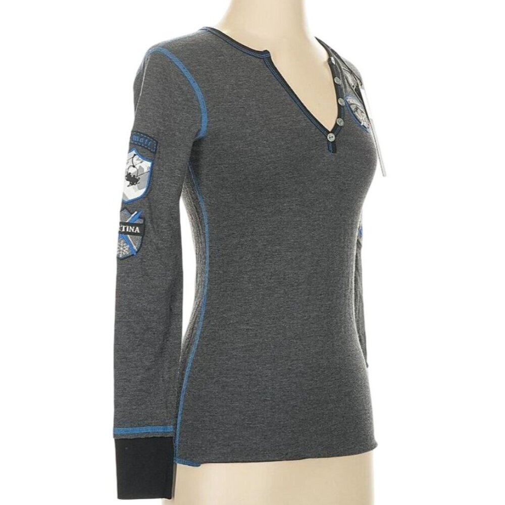 NWT Alp-n-Rock "Ski the World" Henley Shirt Top XS/S Gray MSRP$228 Organic - Picture 16 of 17
